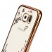 Samsung Galaxy J3 / J3 Pro - Secret Garden Floral and Butterfly Bling Rhinestone Electroplated Clear Soft TPU Protective Phone Cover Case - Gold and Pink Flower